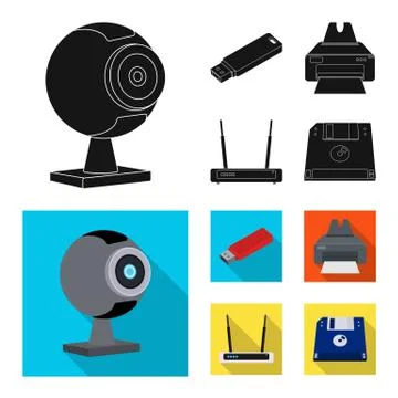 Vector design of laptop and device sign. Collection of laptop and server stock 스톡 일러스트
