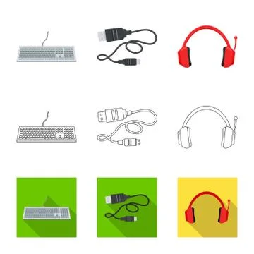 Vector design of laptop and device symbol. Set of laptop and server stock symbol 스톡 일러스트