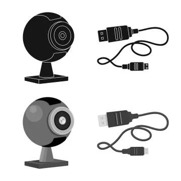 Vector design of laptop and device symbol. Set of laptop and server stock vector Stock Illustration