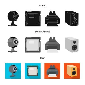 Vector design of laptop and device sign. Collection of laptop and server stock Stock Illustration