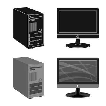 Vector design of laptop and device icon. Set of laptop and server stock vector Stock Illustration