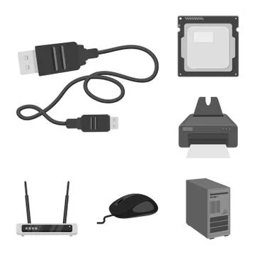 Vector design of laptop and device icon. Set of laptop and server stock symbol Illustrazione stock