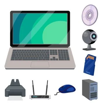 Vector design of laptop and device icon. Set of laptop and server stock symbol Stock Illustration
