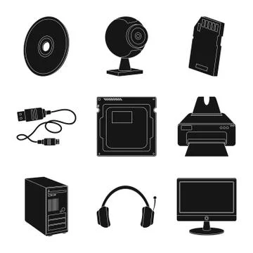Vector design of laptop and device icon. Collection of laptop and server stock イラスト素材