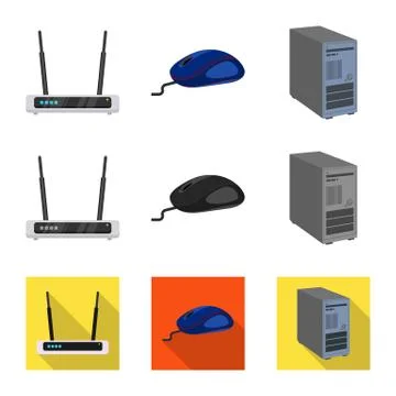 Vector design of laptop and device symbol. Set of laptop and server stock symbol 스톡 일러스트