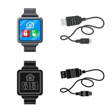 Vector design of laptop and device symbol. Collection of laptop and server stock 스톡 일러스트