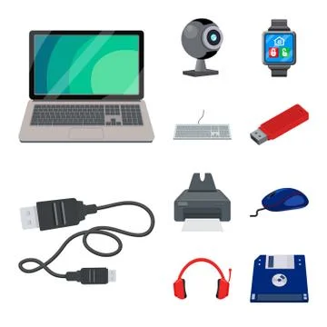 Vector design of laptop and device icon. Set of laptop and server stock symbol Illustrazione stock