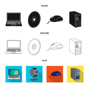 Vector design of laptop and device logo. Set of laptop and server stock symbol Stock Illustration