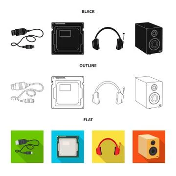 Vector design of laptop and device symbol. Set of laptop and server stock vector 스톡 일러스트