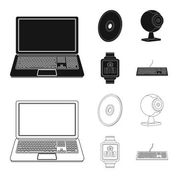 Vector design of laptop and device logo. Collection of laptop and server stock Stock Illustration