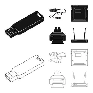 Vector design of laptop and device sign. Collection of laptop and server stock 스톡 일러스트