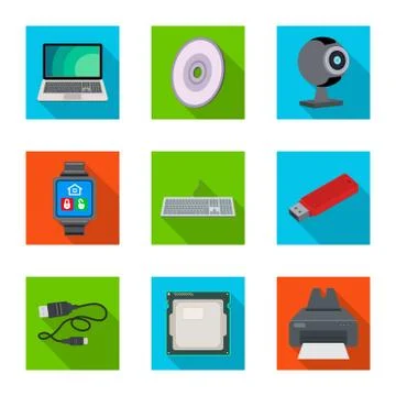 Vector design of laptop and device sign. Set of laptop and server vector icon Stock Illustration
