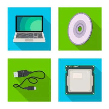 Vector design of laptop and device logo. Collection of laptop and server stock Stock Illustration
