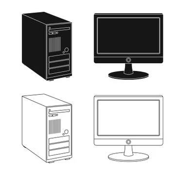 Vector design of laptop and device symbol. Set of laptop and server stock symbol Illustrazione stock