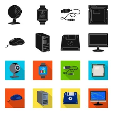 Vector design of laptop and device logo. Collection of laptop and server stock 스톡 일러스트