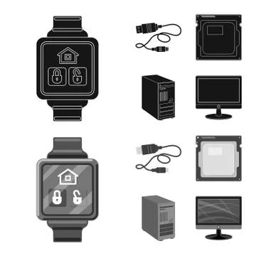 Vector design of laptop and device icon. Set of laptop and server stock symbol Stock Illustration