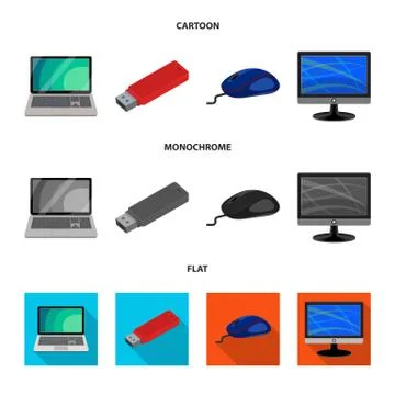 Vector design of laptop and device symbol. Collection of laptop and server stock Stock Illustration