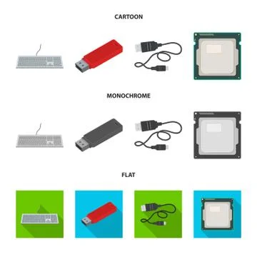 Vector design of laptop and device sign. Set of laptop and server stock symbol Stock Illustration