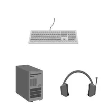 Vector design of laptop and device icon. Set of laptop and server stock symbol 스톡 일러스트
