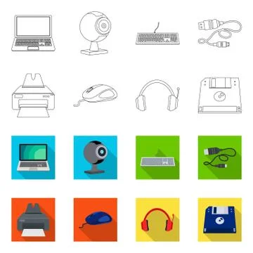 Vector design of laptop and device sign. Collection of laptop and server vector Stock Illustration