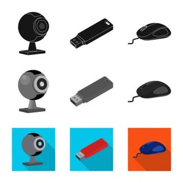 Vector design of laptop and device icon. Collection of laptop and server stock イラスト素材