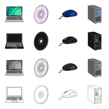 Vector design of laptop and device sign. Set of laptop and server stock symbol Stock Illustration