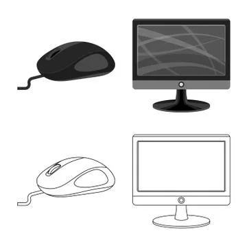 Vector design of laptop and device icon. Collection of laptop and server stock 스톡 일러스트