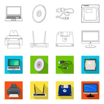 Vector design of laptop and device icon. Collection of laptop and server stock Illustrazione stock