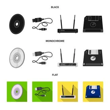 Vector design of laptop and device symbol. Set of laptop and server stock vector Illustrazione stock