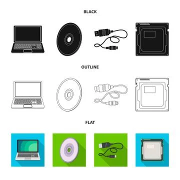 Vector design of laptop and device symbol. Set of laptop and server vector icon 스톡 일러스트