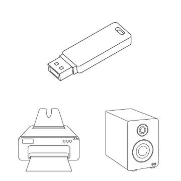 Vector design of laptop and device symbol. Collection of laptop and server stock Stock Illustration