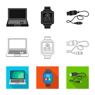 Vector design of laptop and device icon. Collection of laptop and server stock Illustrazione stock