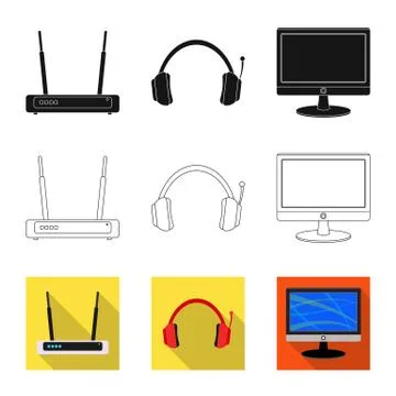 Vector design of laptop and device logo. Collection of laptop and server stock イラスト素材