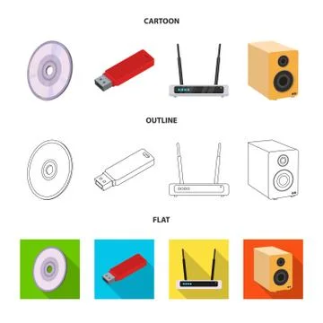 Vector design of laptop and device sign. Set of laptop and server stock vector Illustrazione stock