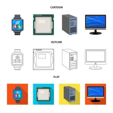 Vector design of laptop and device logo. Collection of laptop and server vector Stock Illustration