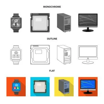 Vector design of laptop and device symbol. Set of laptop and server vector icon Stockillustratie