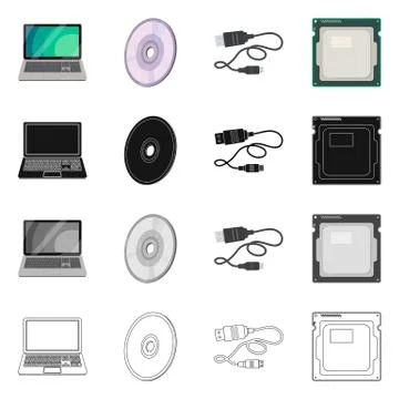 Vector design of laptop and device icon. Set of laptop and server stock vector 스톡 일러스트