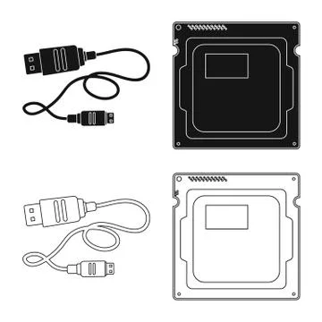 Vector design of laptop and device logo. Set of laptop and server stock vector Illustrazione stock