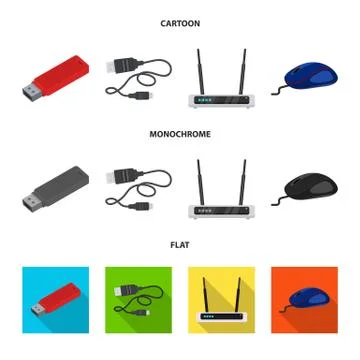 Vector design of laptop and device symbol. Set of laptop and server vector icon Stock Illustration