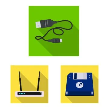 Vector design of laptop and device sign. Set of laptop and server vector icon Stock Illustration