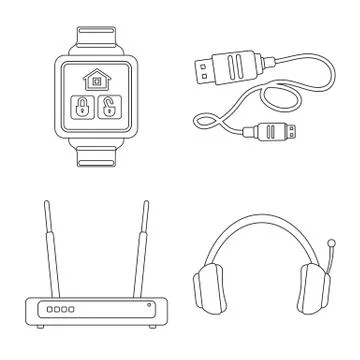 Vector design of laptop and device logo. Collection of laptop and server stock 스톡 일러스트