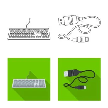 Vector design of laptop and device sign. Collection of laptop and server stock Stock Illustration