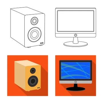 Vector design of laptop and device sign. Set of laptop and server stock vector 스톡 일러스트