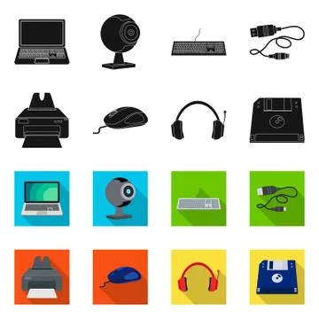 Vector design of laptop and device symbol. Collection of laptop and server イラスト素材