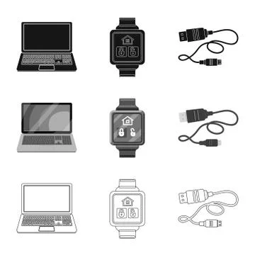 Vector design of laptop and device logo. Collection of laptop and server stock Illustrazione stock