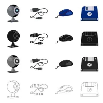 Vector design of laptop and device symbol. Set of laptop and server stock symbol Illustrazione stock