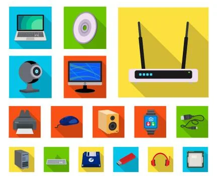 Vector design of laptop and device logo. Set of laptop and server stock vector イラスト素材