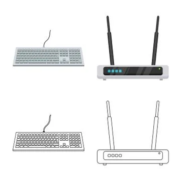 Vector design of laptop and device sign. Collection of laptop and server stock 스톡 일러스트