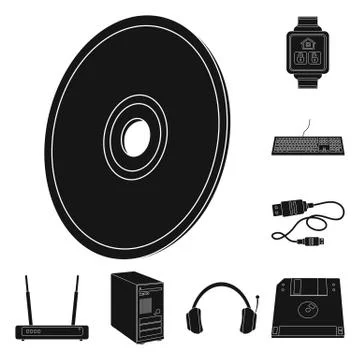 Vector design of laptop and device sign. Set of laptop and server stock vector Illustrazione stock