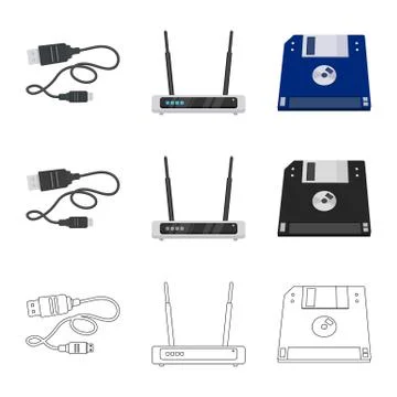 Vector design of laptop and device symbol. Set of laptop and server vector icon イラスト素材